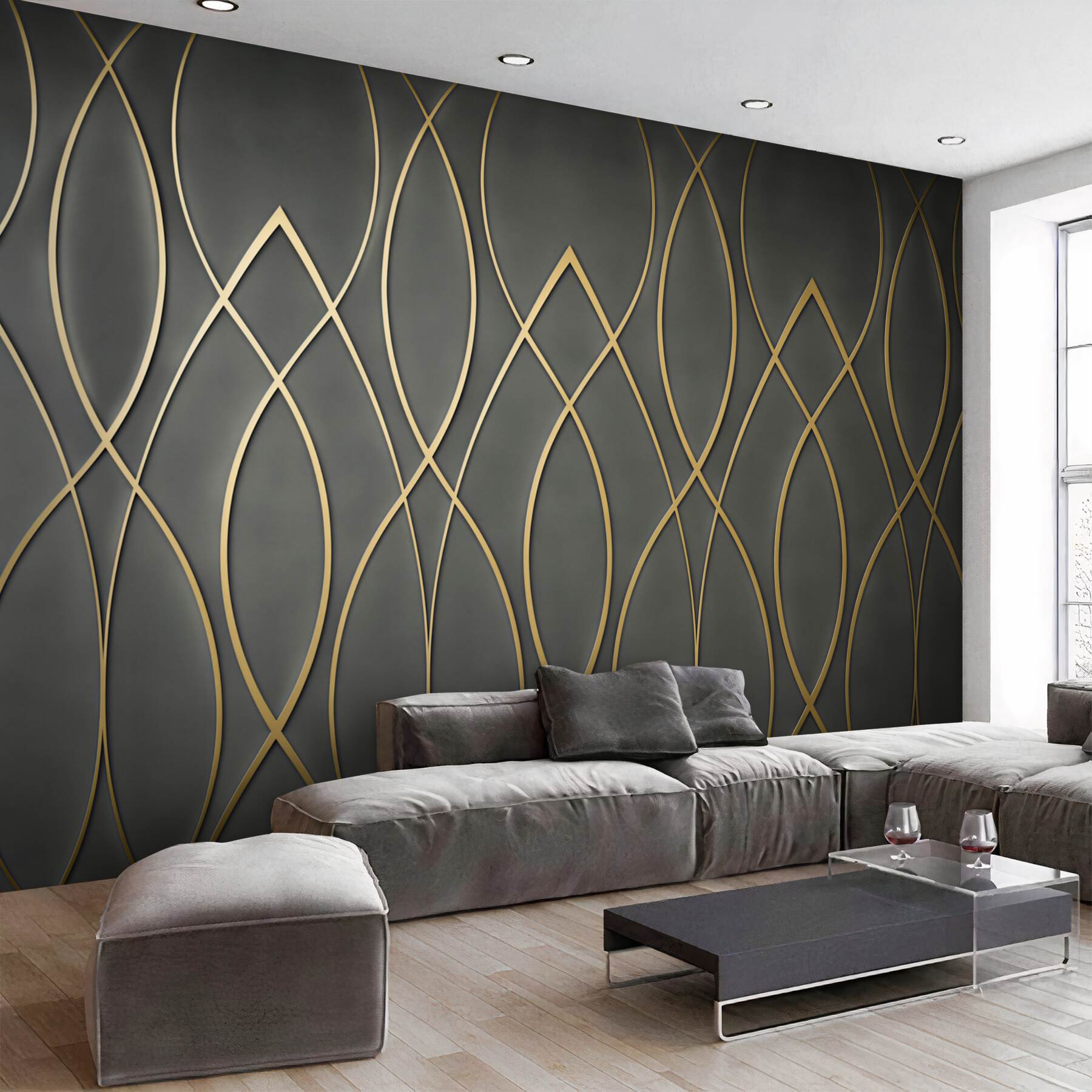 Fototapeta geometryczny wzór złote linie na ciemnym tle w stylu art deco?v23