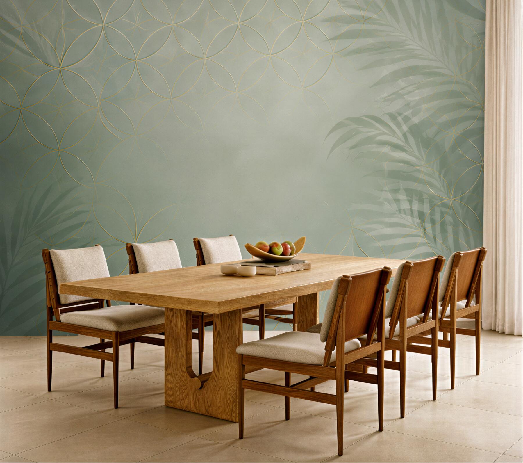 Fototapeta liście tropikalne szałwiowe ze złotą geometryczną siatką?v23