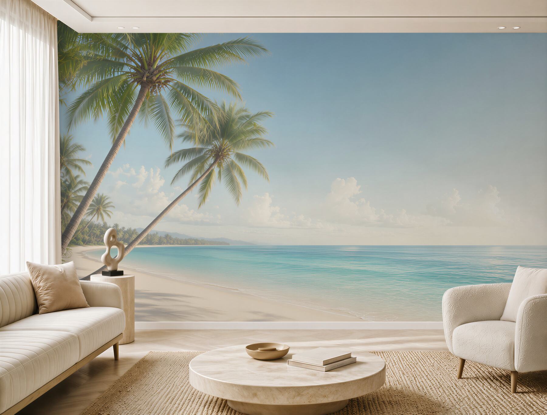 Fototapeta tropikalna plaża z palmami i turkusowym morzem?v23