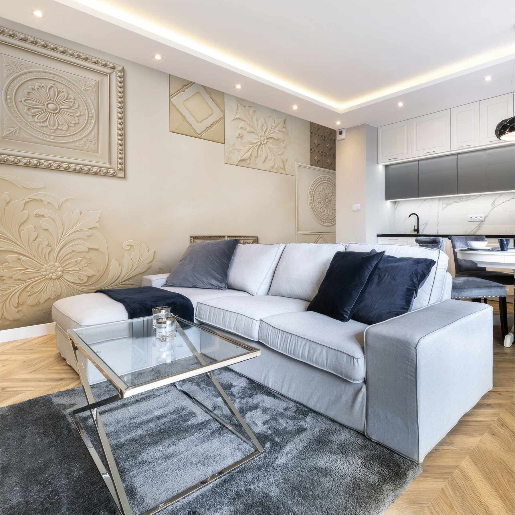 Fototapeta ornamenty 3D beżowe klasyczne do eleganckiego wnętrza?v23