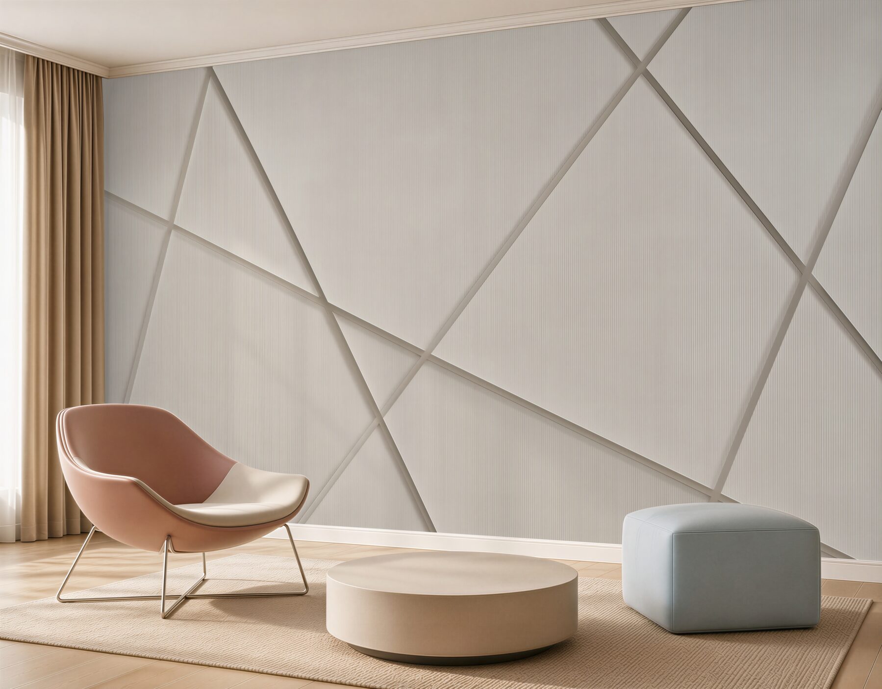 Fototapeta geometryczne panele 3d beżowe nowoczesna minimalistyczna?v23