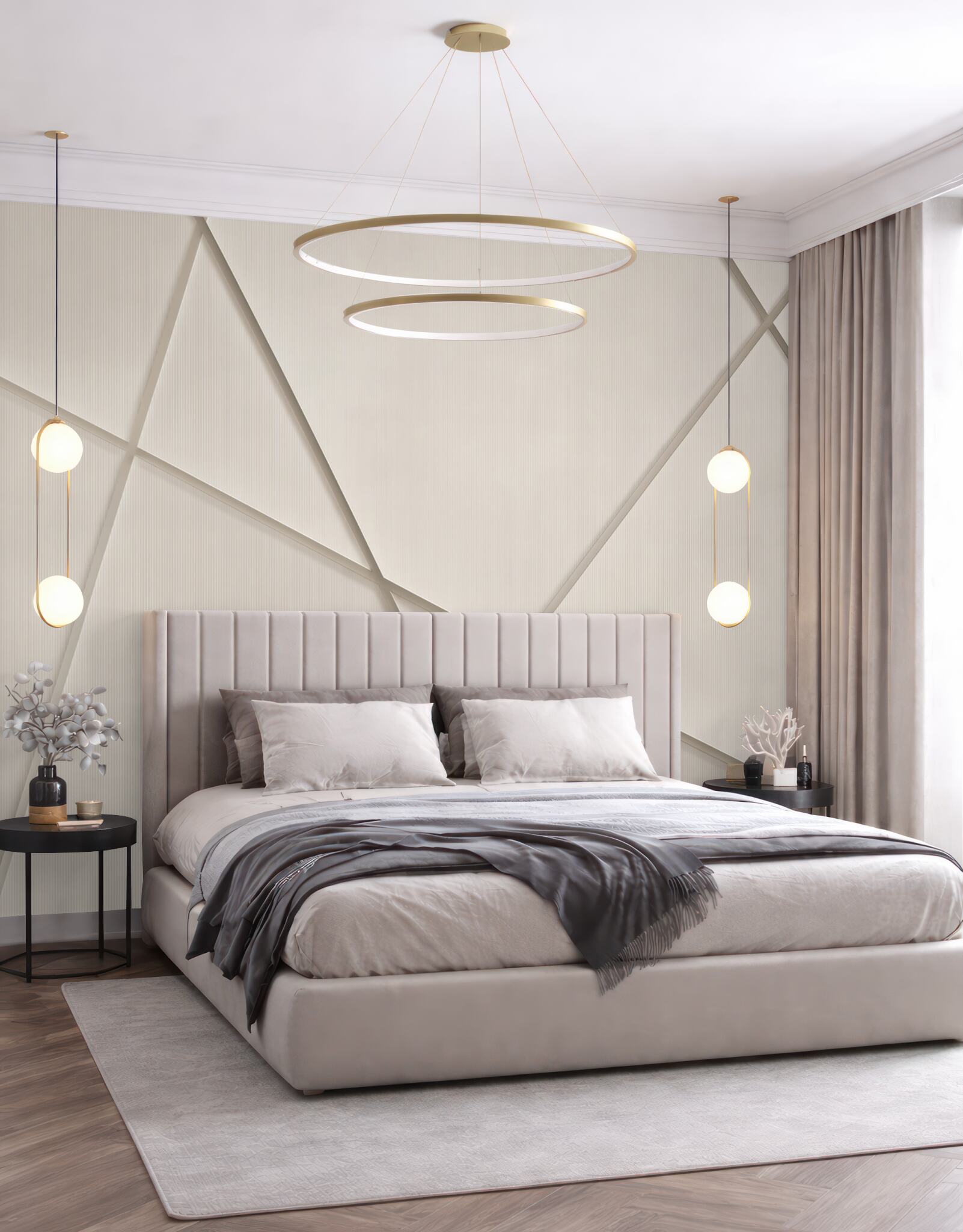 Fototapeta geometryczne panele 3d beżowe nowoczesna minimalistyczna?v23