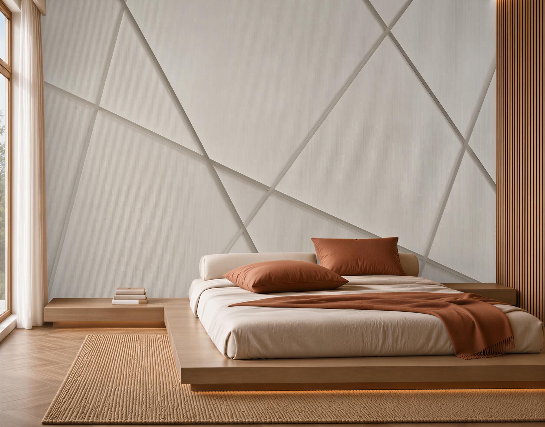 Fototapeta geometryczne panele 3d beżowe nowoczesna minimalistyczna?v23