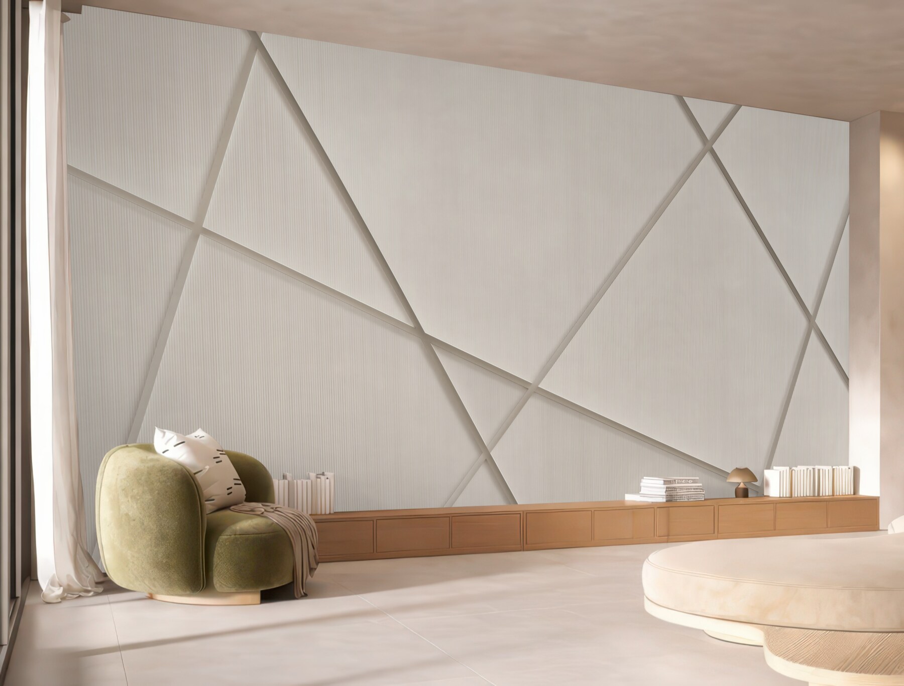 Fototapeta geometryczne panele 3d beżowe nowoczesna minimalistyczna?v23