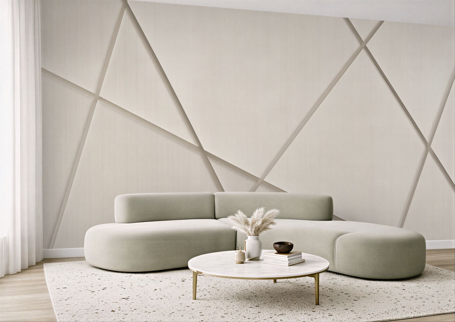 Fototapeta geometryczne panele 3d beżowe nowoczesna minimalistyczna?v23