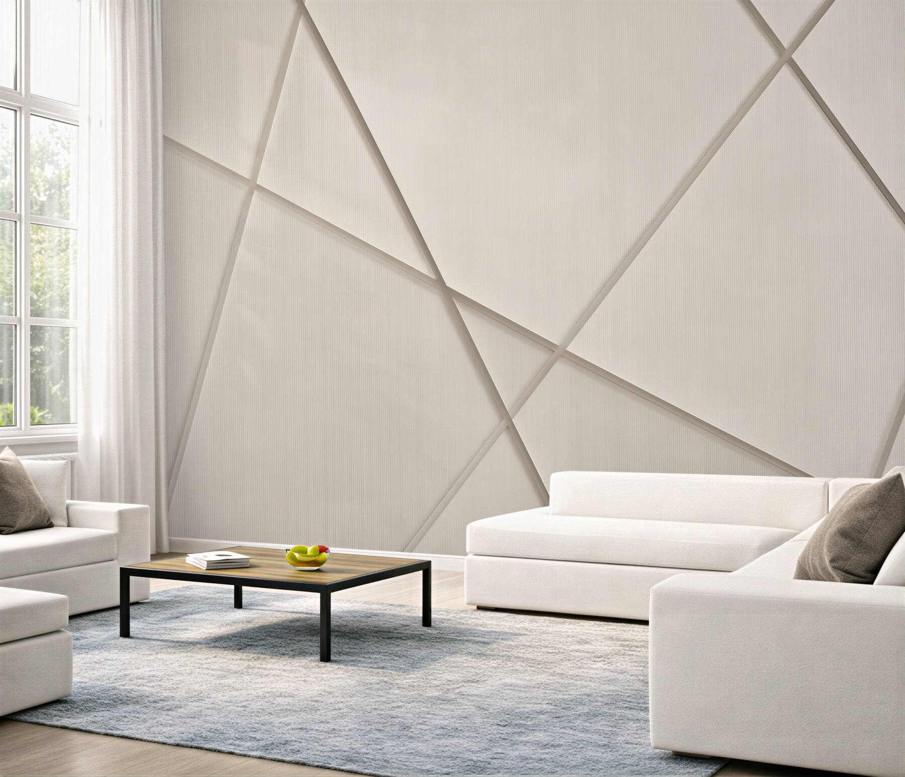 Fototapeta geometryczne panele 3d beżowe nowoczesna minimalistyczna?v23