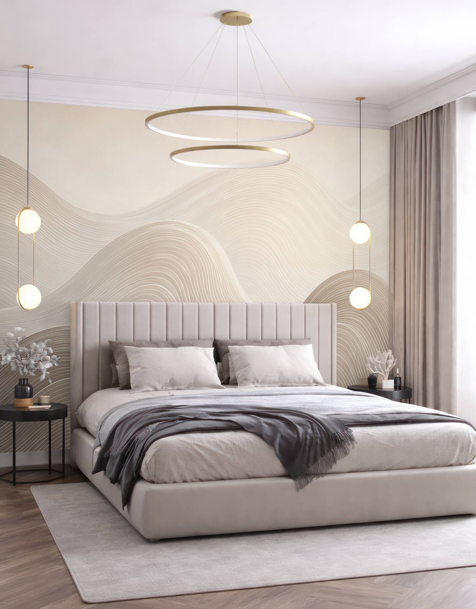 Fototapeta abstrakcyjne fale beżowe minimalistyczne do nowoczesnego wnętrza?v23