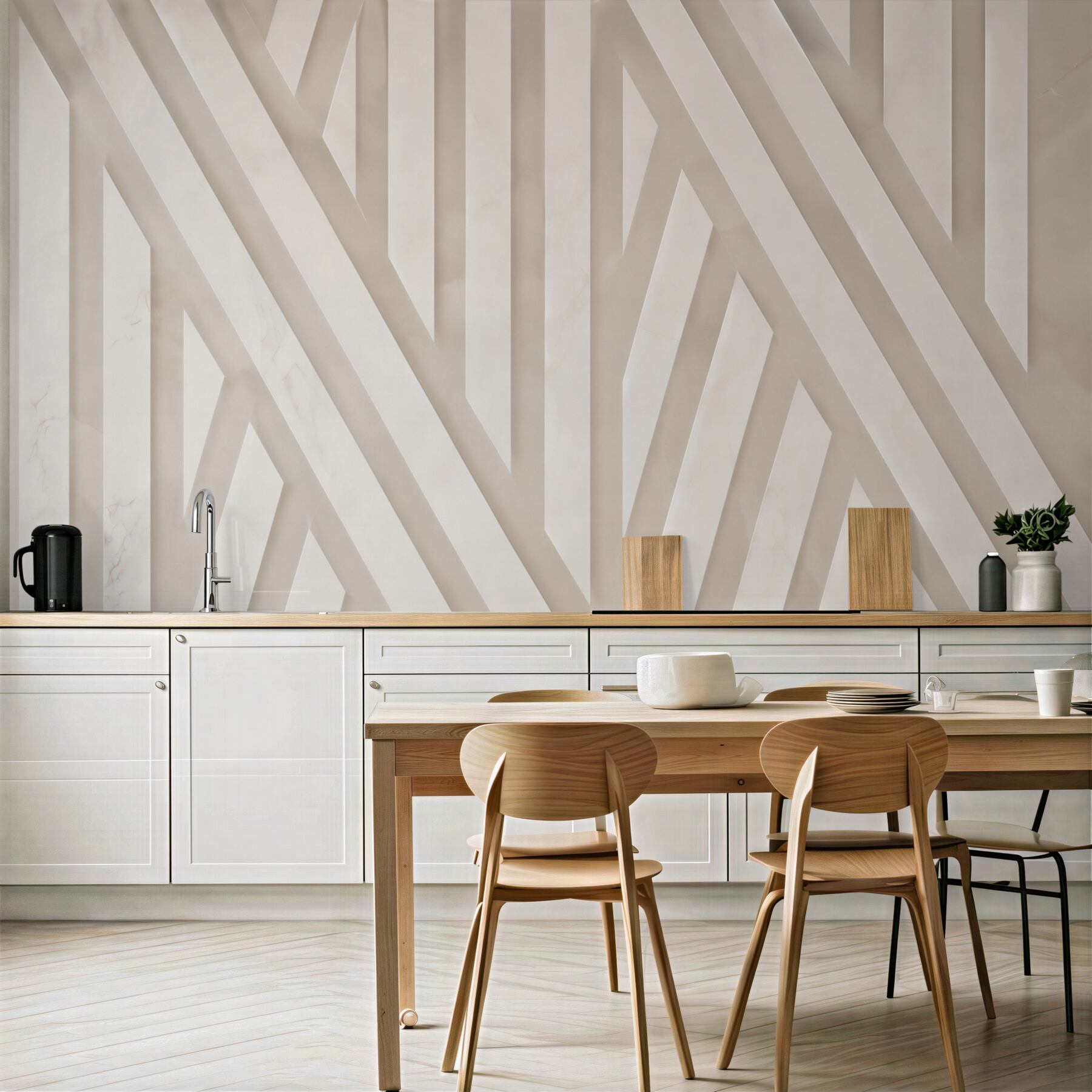 Fototapeta geometryczne pasy 3D beżowe nowoczesne do eleganckiego wnętrza?v23