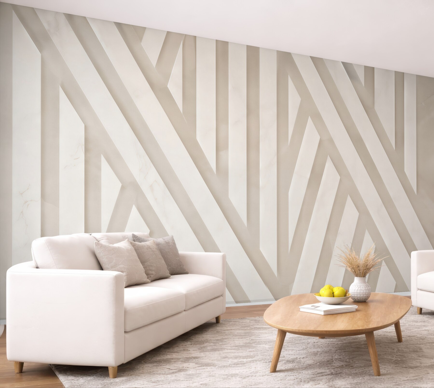 Fototapeta geometryczne pasy 3D beżowe nowoczesne do eleganckiego wnętrza?v23