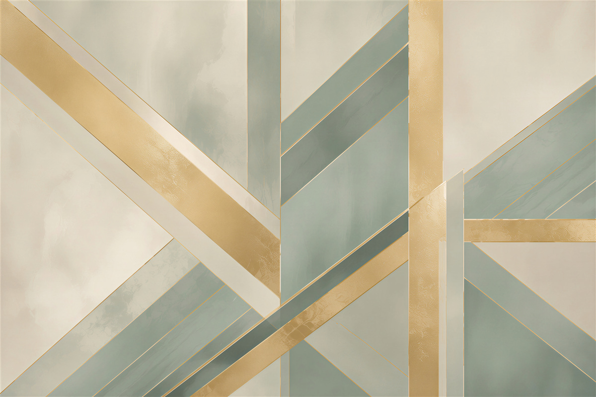 Fototapeta geometryczna abstrakcja w błękicie i złocie art deco
