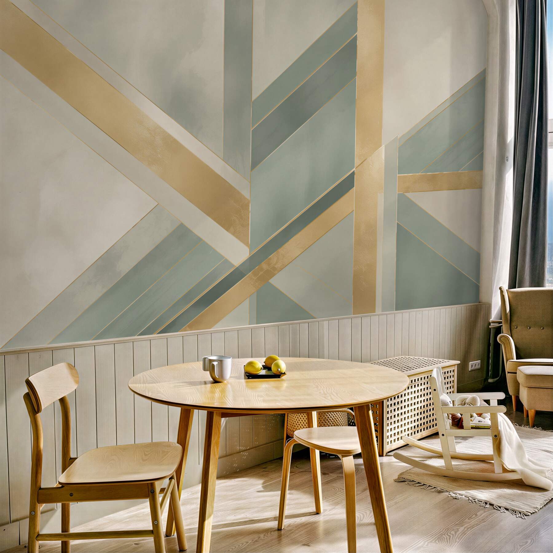 Fototapeta geometryczna abstrakcja w błękicie i złocie art deco?v23