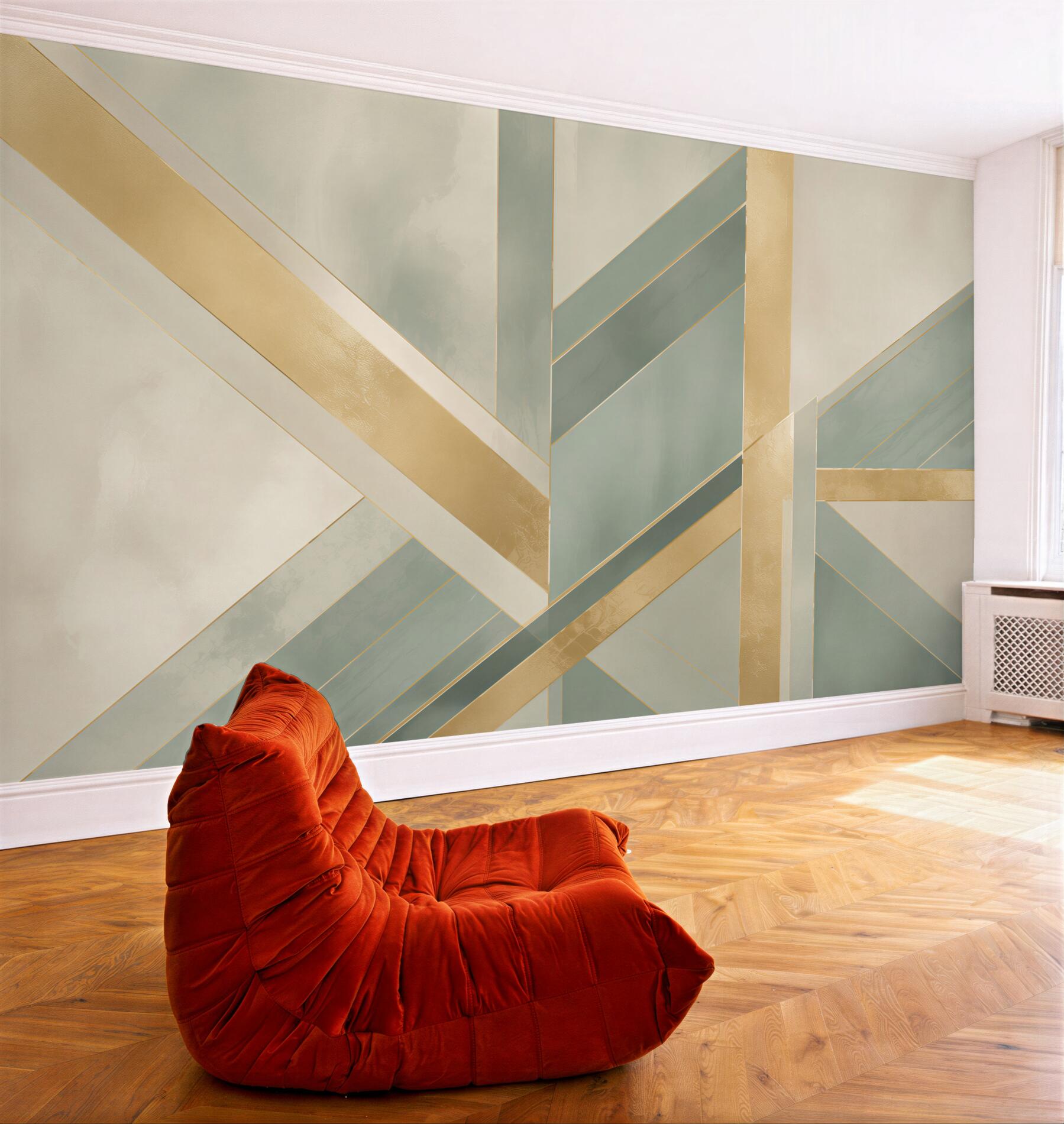 Fototapeta geometryczna abstrakcja w błękicie i złocie art deco?v23