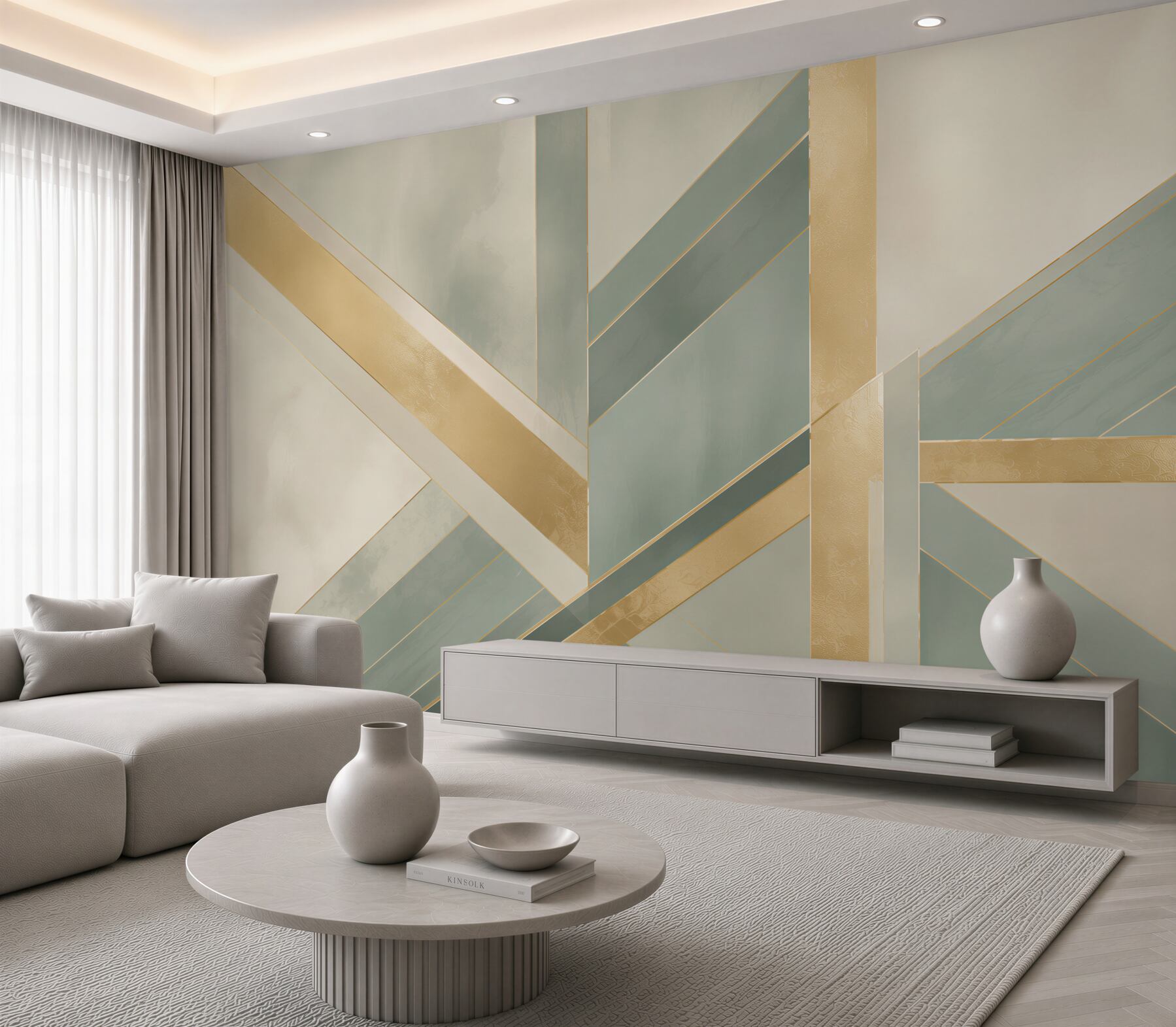 Fototapeta geometryczna abstrakcja w błękicie i złocie art deco?v23