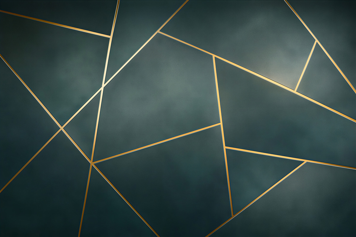 Fototapeta geometryczne panele granatowe ze złotymi liniami nowoczesne