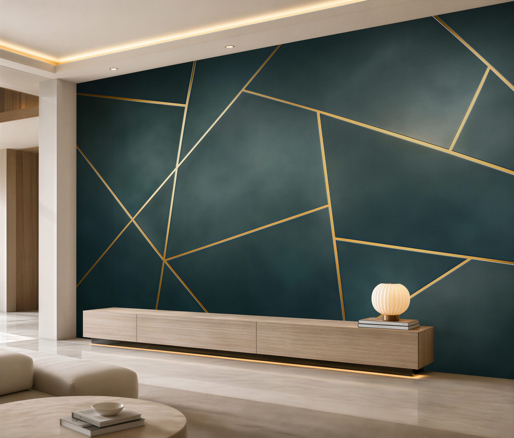 Fototapeta geometryczne panele granatowe ze złotymi liniami nowoczesne?v23