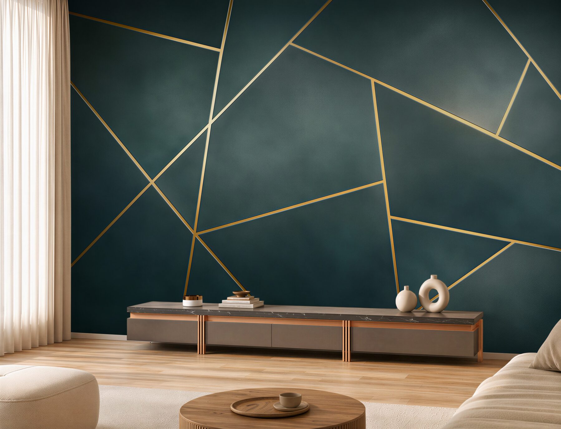 Fototapeta geometryczne panele granatowe ze złotymi liniami nowoczesne?v23