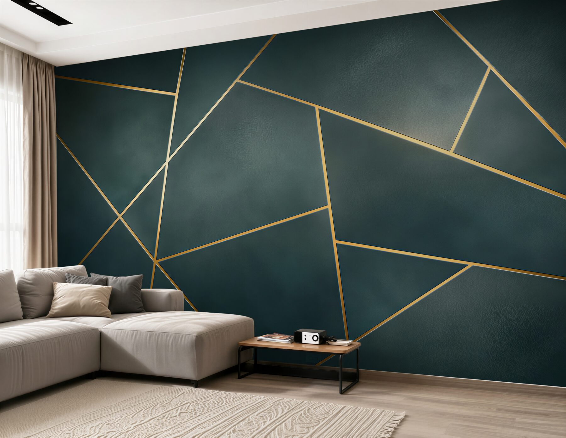 Fototapeta geometryczne panele granatowe ze złotymi liniami nowoczesne?v23