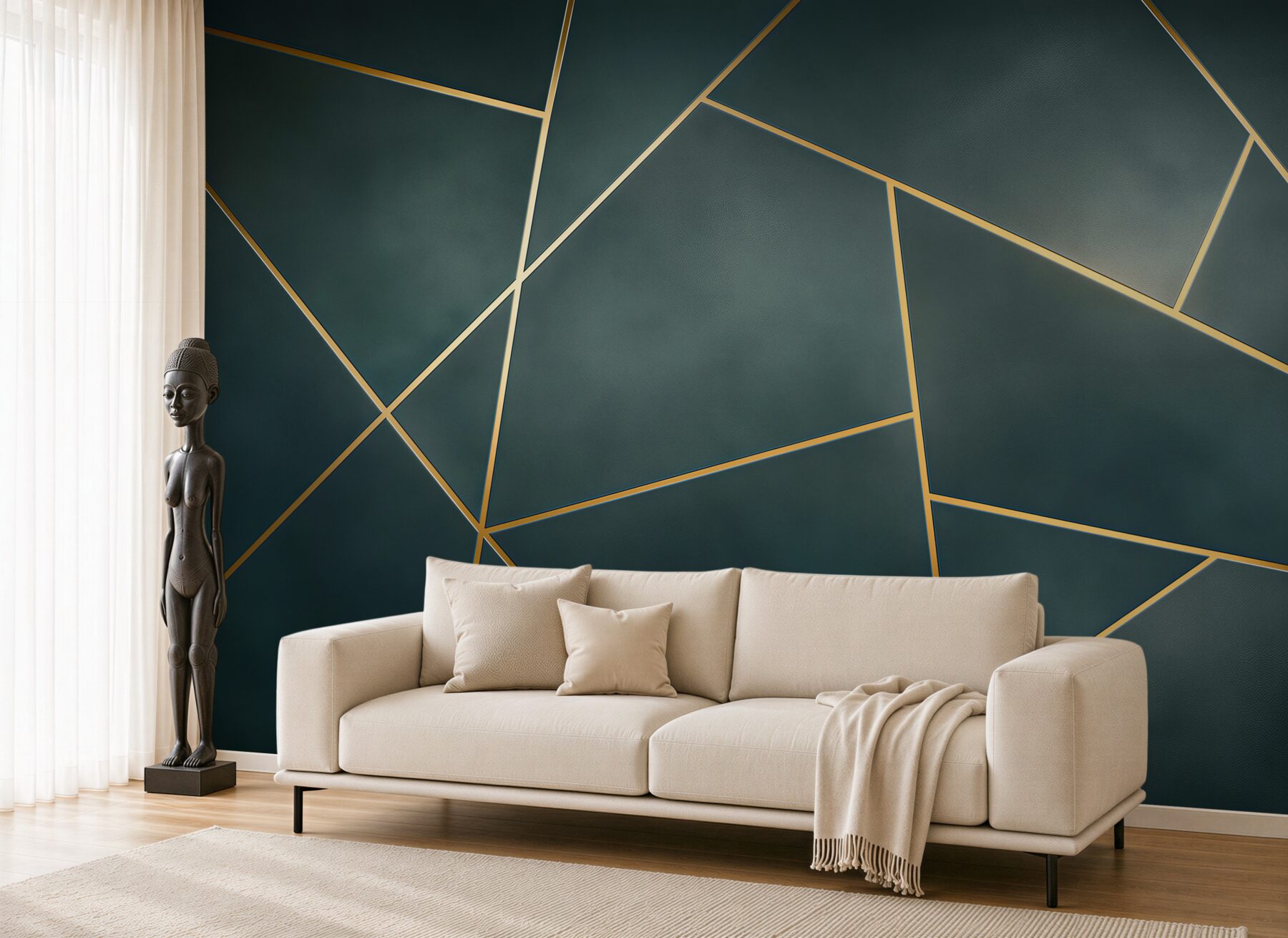 Fototapeta geometryczne panele granatowe ze złotymi liniami nowoczesne?v23