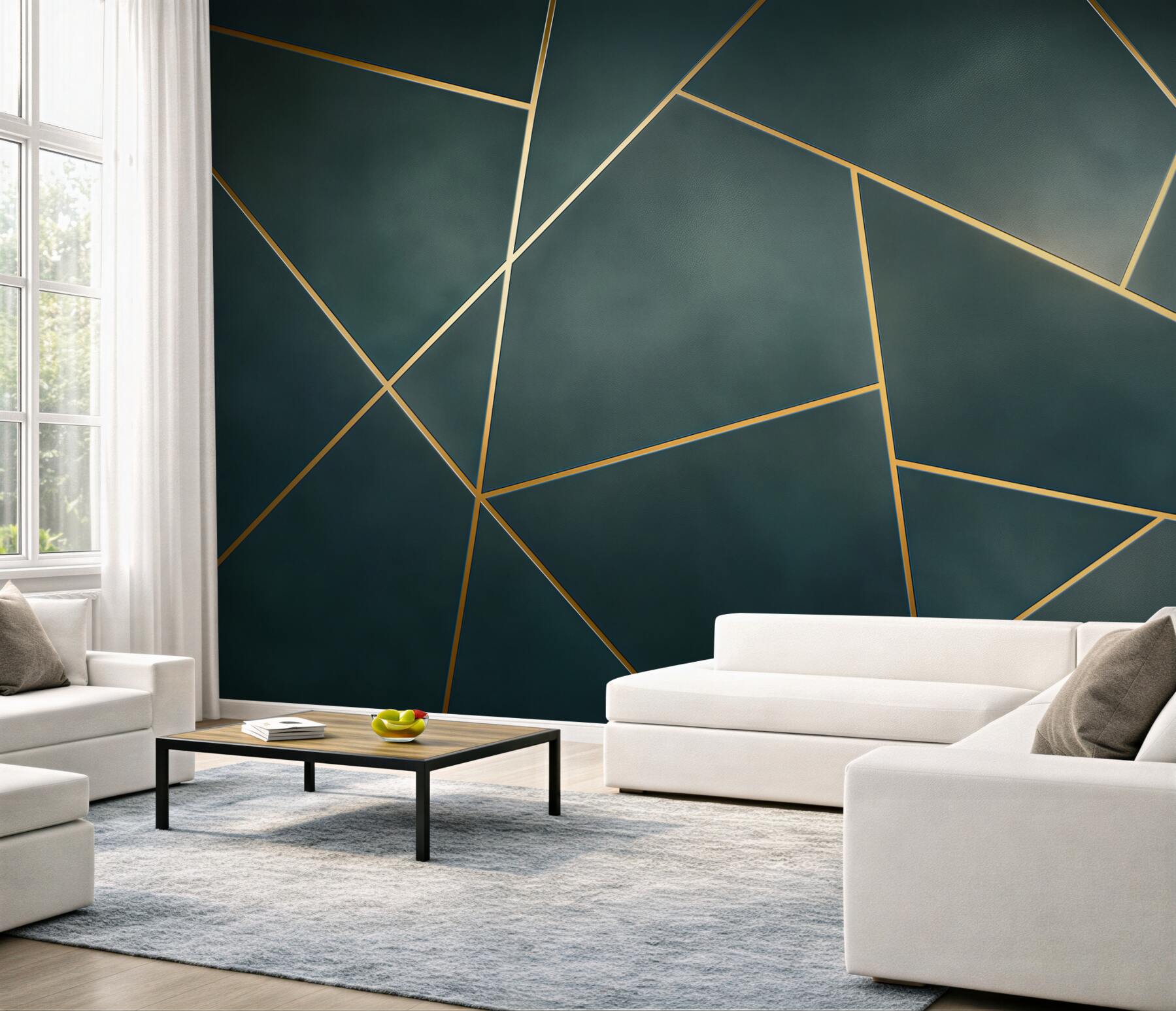 Fototapeta geometryczne panele granatowe ze złotymi liniami nowoczesne?v23