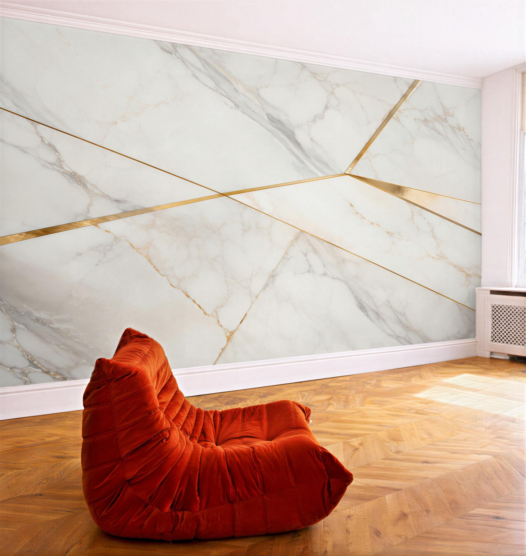 Fototapeta biały marmur ze złotymi liniami nowoczesna geometryczna elegancja?v23