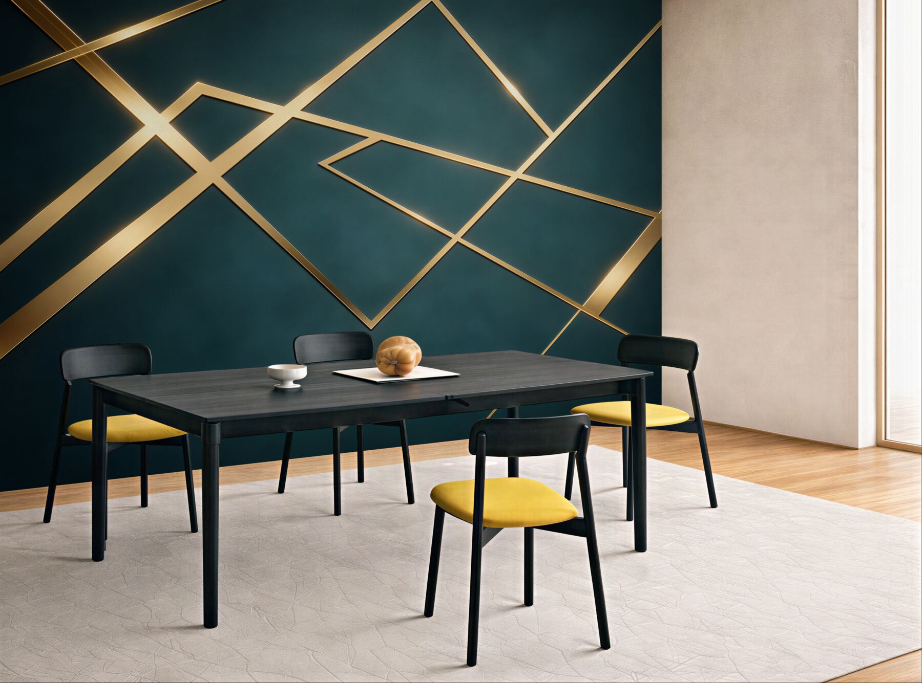 Fototapeta geometryczne złote linie na ciemnozielonym tle glamour?v23