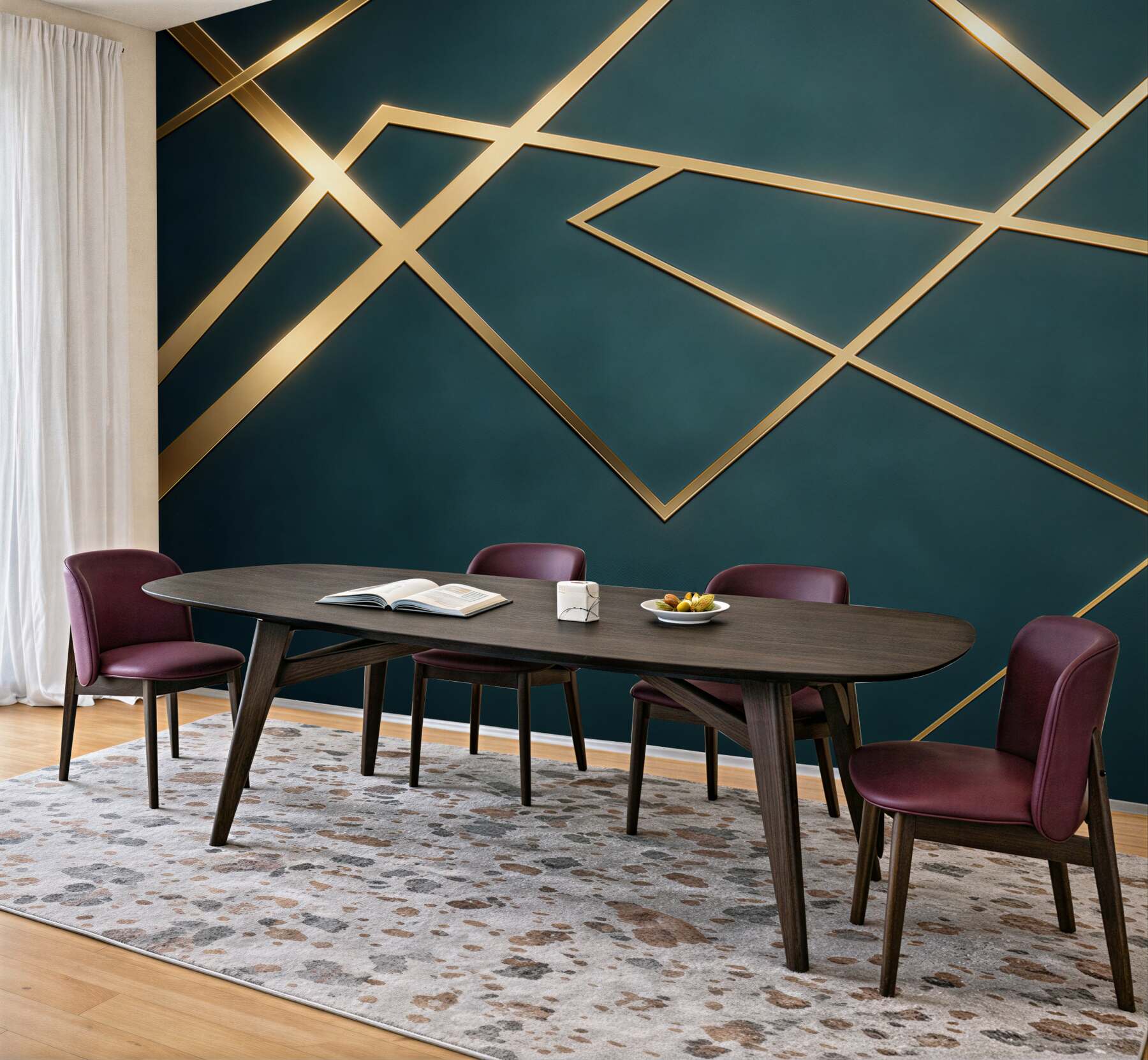 Fototapeta geometryczne złote linie na ciemnozielonym tle glamour?v23