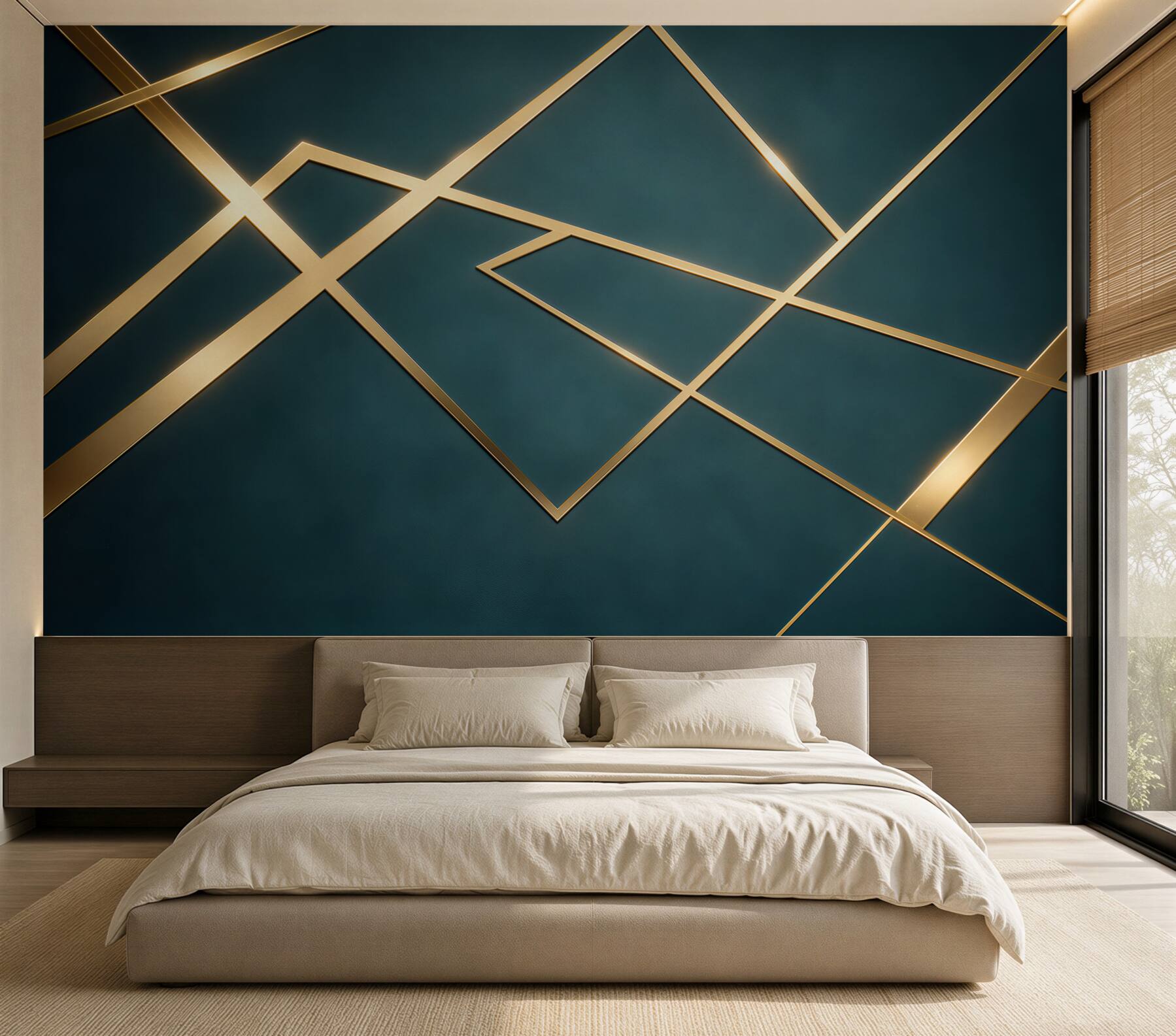 Fototapeta geometryczne złote linie na ciemnozielonym tle glamour?v23