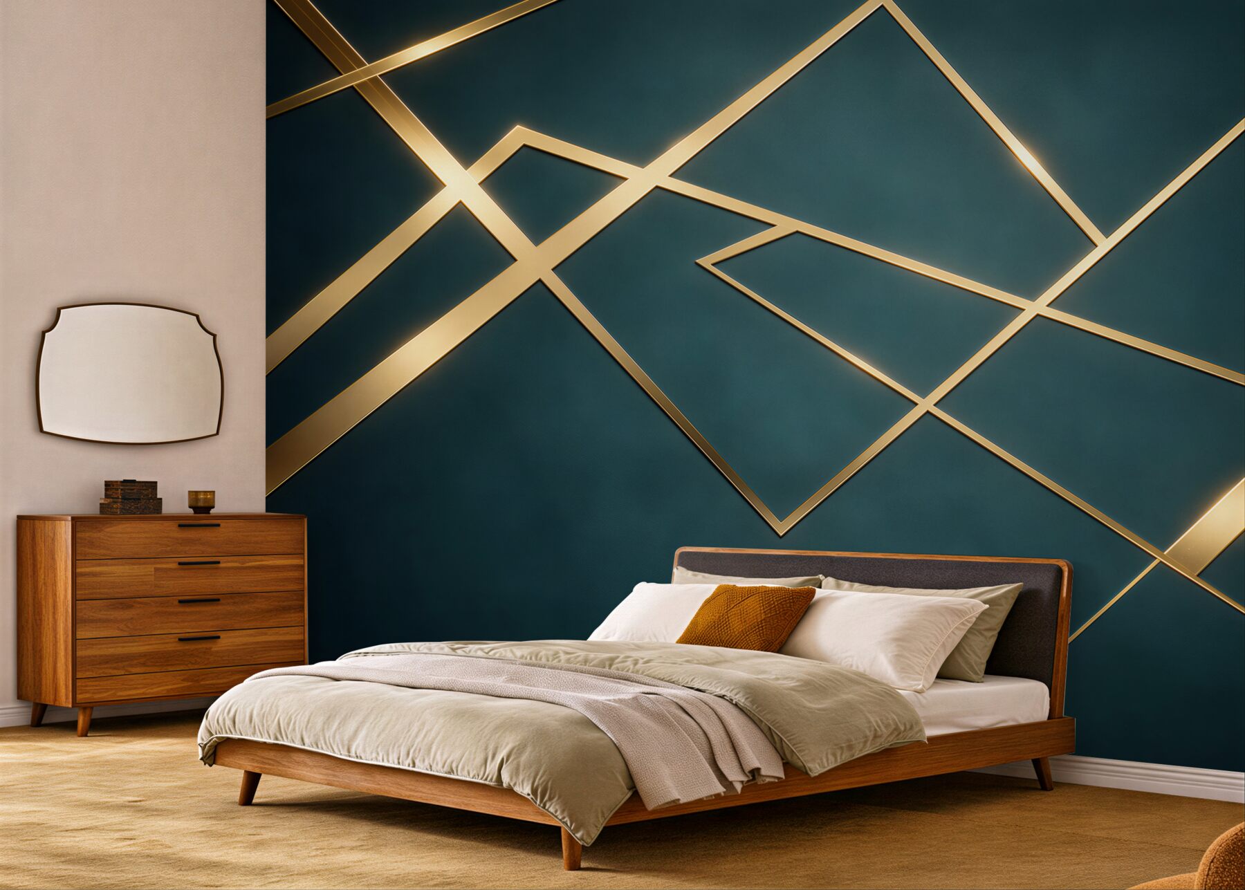 Fototapeta geometryczne złote linie na ciemnozielonym tle glamour?v23