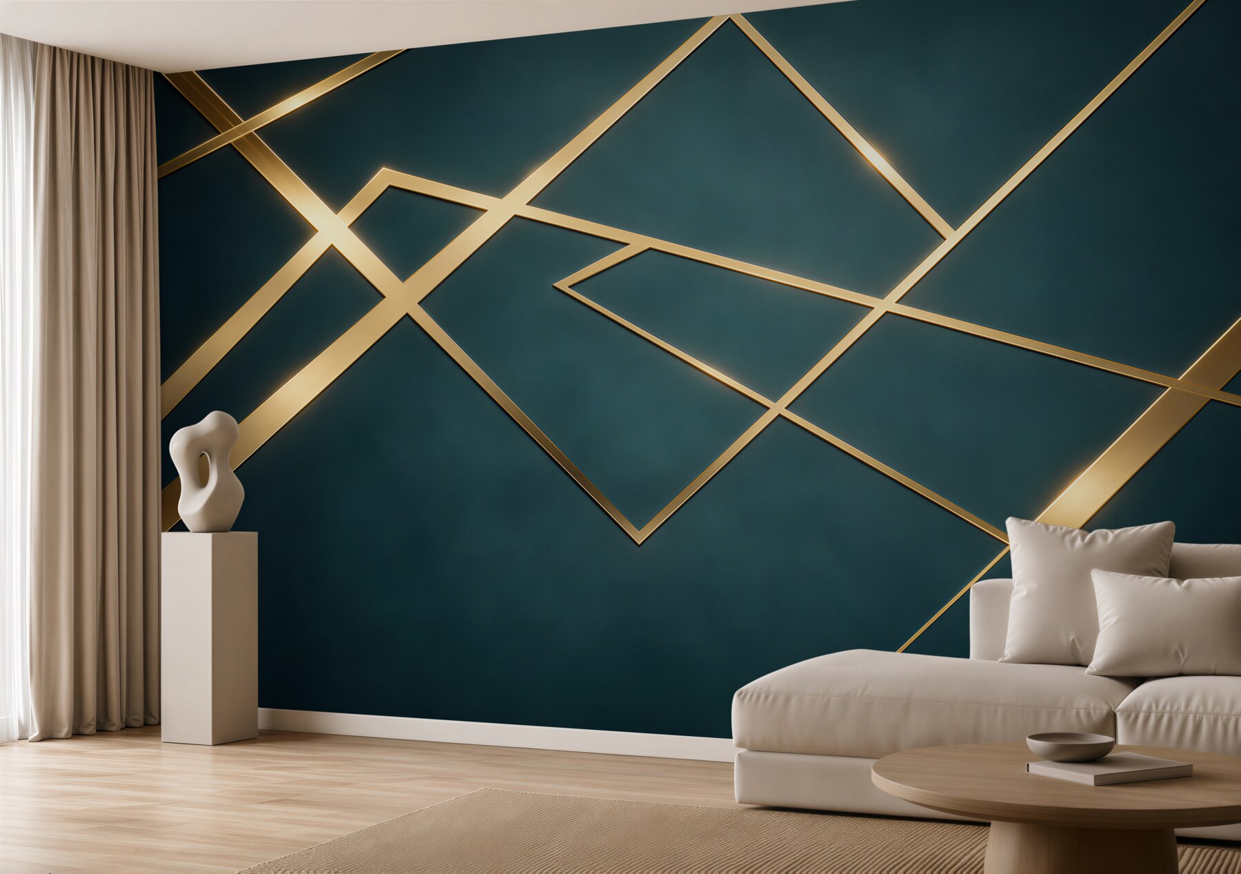 Fototapeta geometryczne złote linie na ciemnozielonym tle glamour?v23
