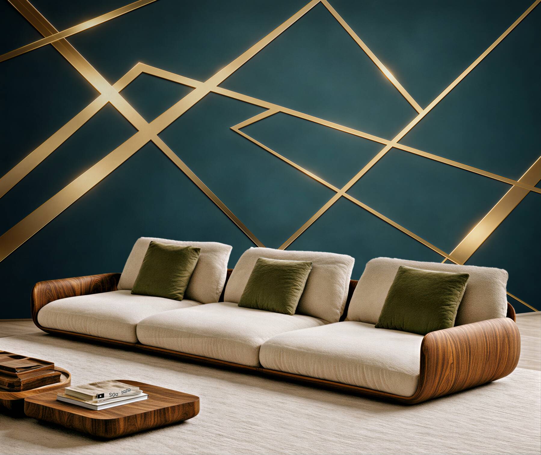 Fototapeta geometryczne złote linie na ciemnozielonym tle glamour?v23