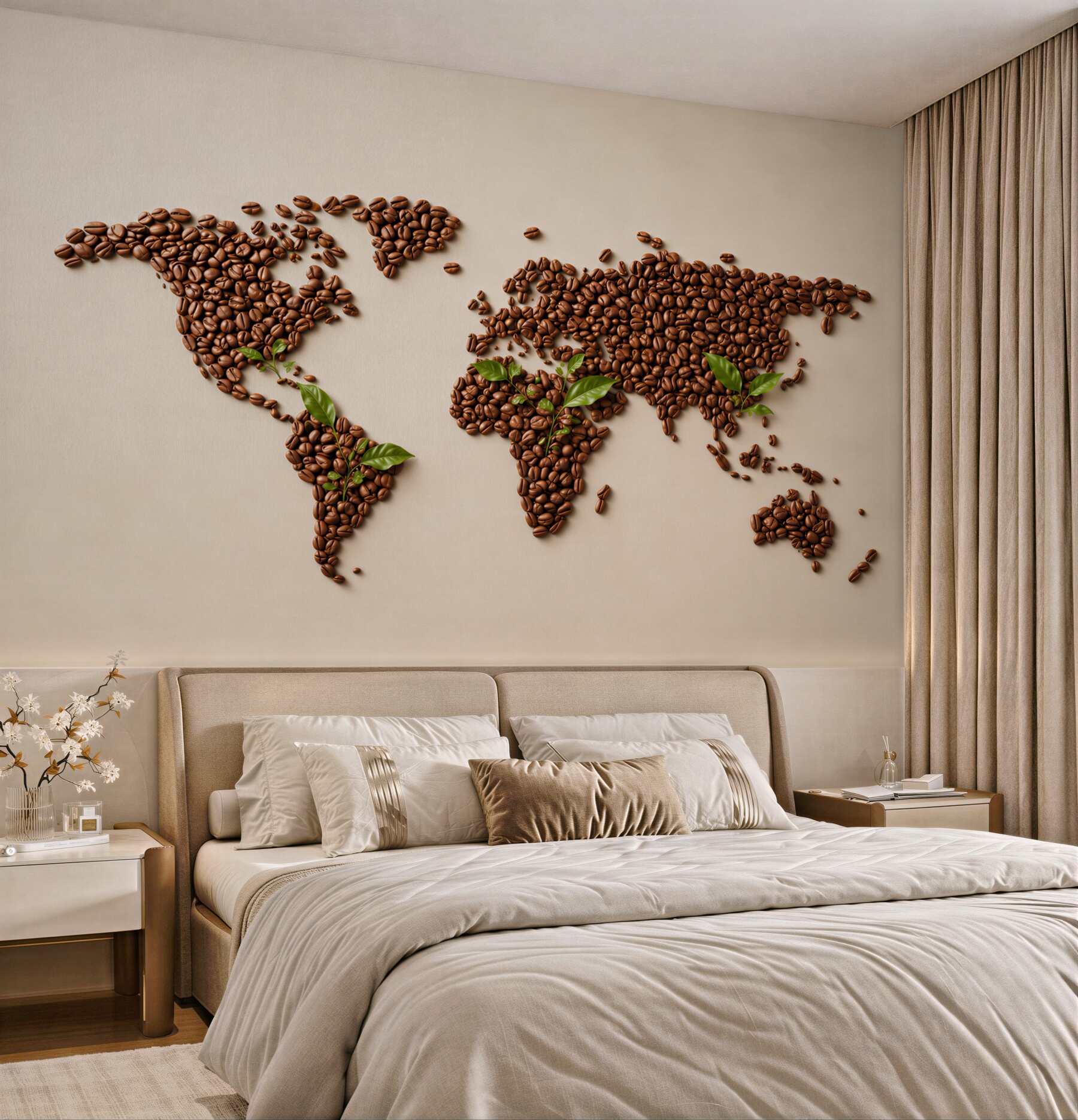 Fototapeta mapa świata z ziaren kawy do kawiarni i kuchni?v23