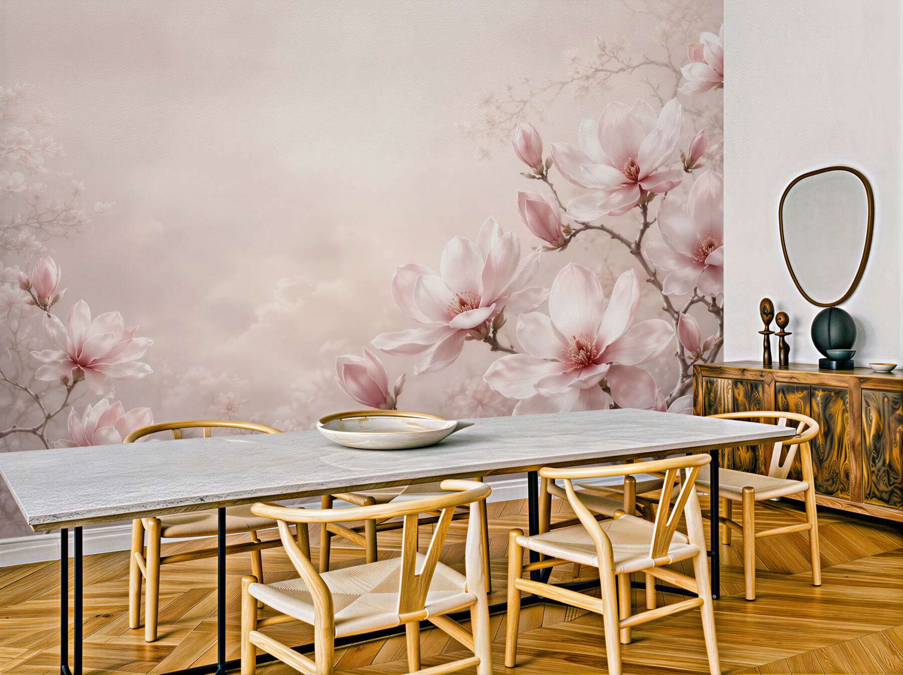 Fototapeta kwiaty magnolii pudrowy róż delikatna do sypialni?v23