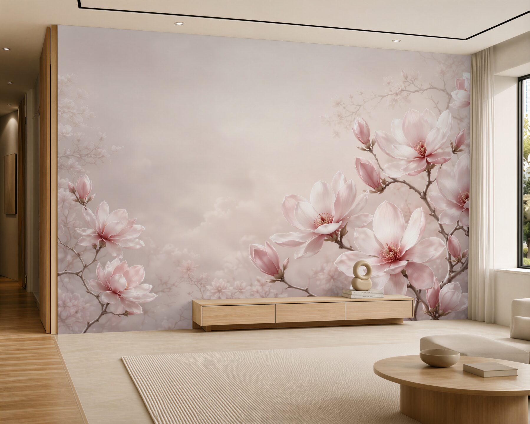 Fototapeta kwiaty magnolii pudrowy róż delikatna do sypialni?v23