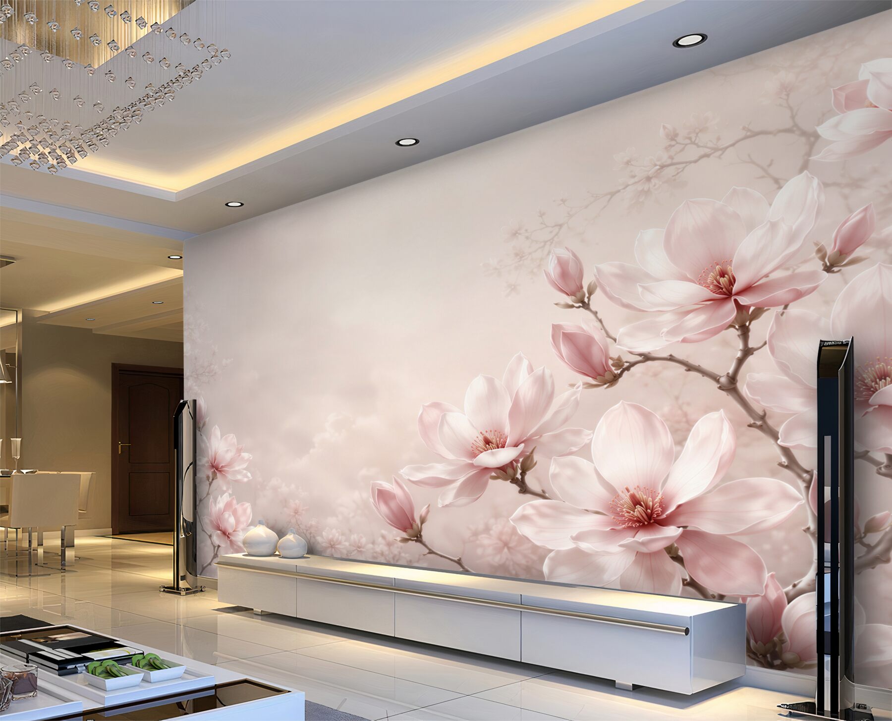Fototapeta kwiaty magnolii pudrowy róż delikatna do sypialni?v23