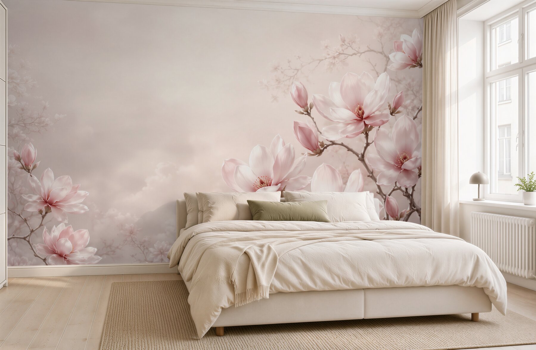 Fototapeta kwiaty magnolii pudrowy róż delikatna do sypialni?v23