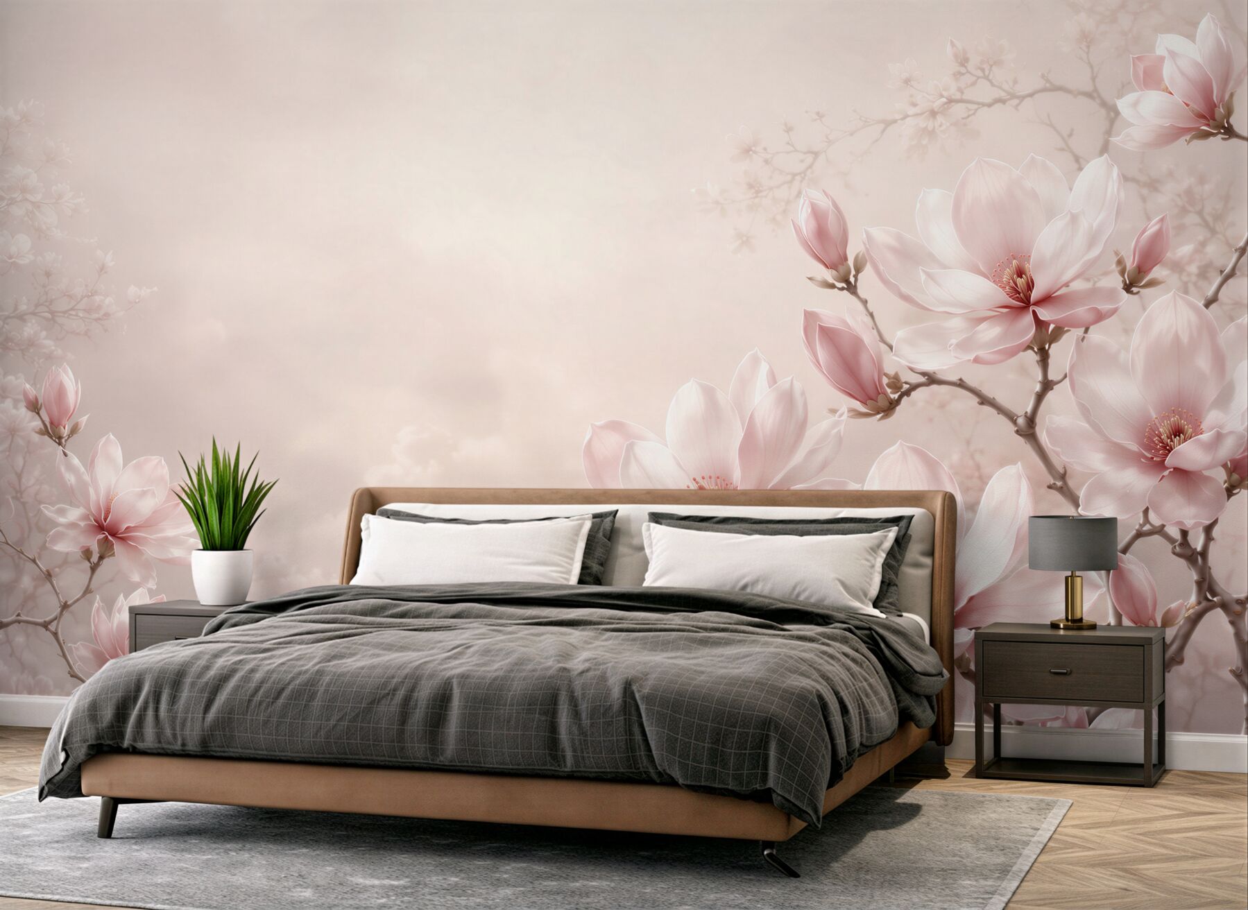 Fototapeta kwiaty magnolii pudrowy róż delikatna do sypialni?v23
