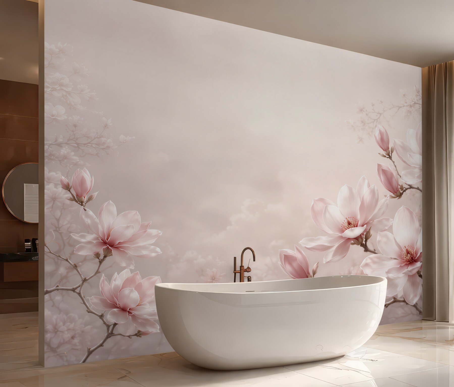 Fototapeta kwiaty magnolii pudrowy róż delikatna do sypialni?v23