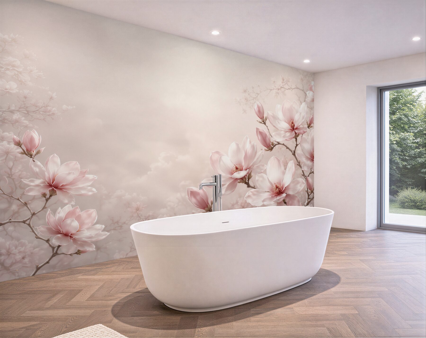 Fototapeta kwiaty magnolii pudrowy róż delikatna do sypialni?v23