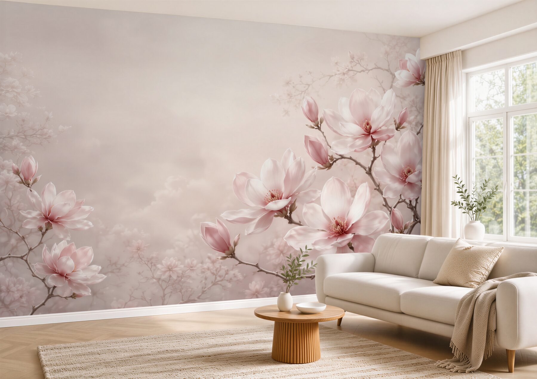 Fototapeta kwiaty magnolii pudrowy róż delikatna do sypialni?v23