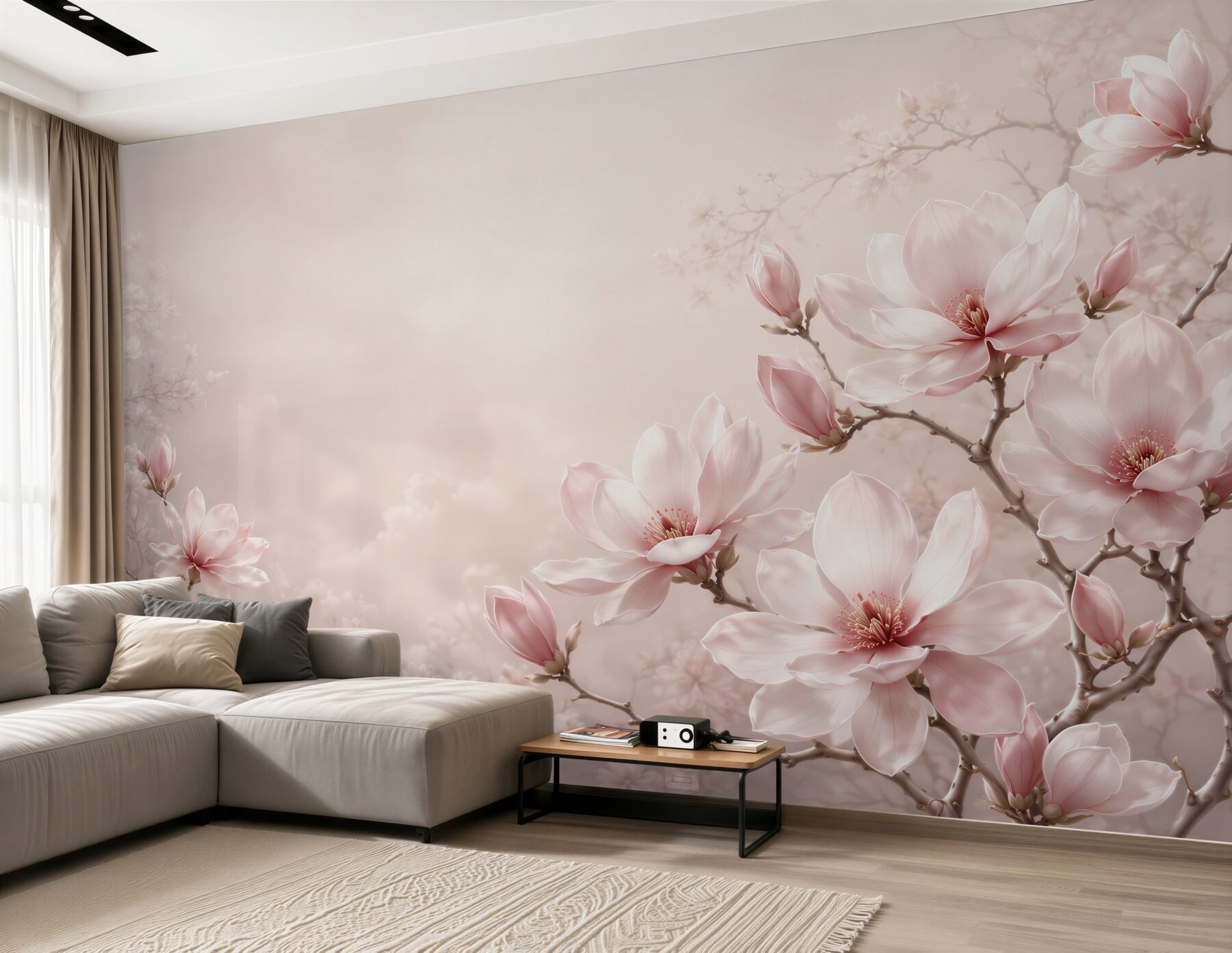 Fototapeta kwiaty magnolii pudrowy róż delikatna do sypialni?v23