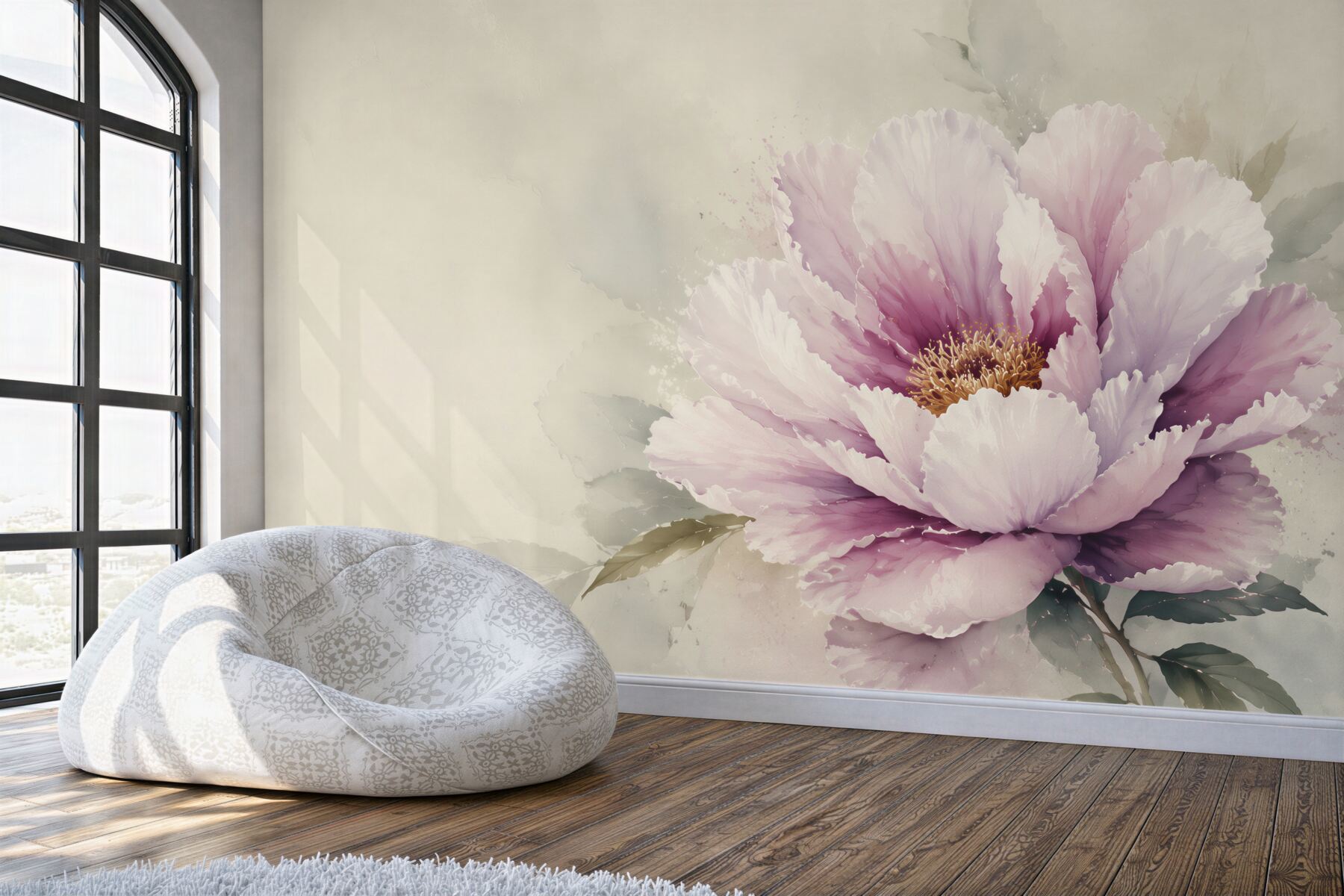 Fototapeta duży kwiat piwonii pudrowy róż elegancka do salonu?v23