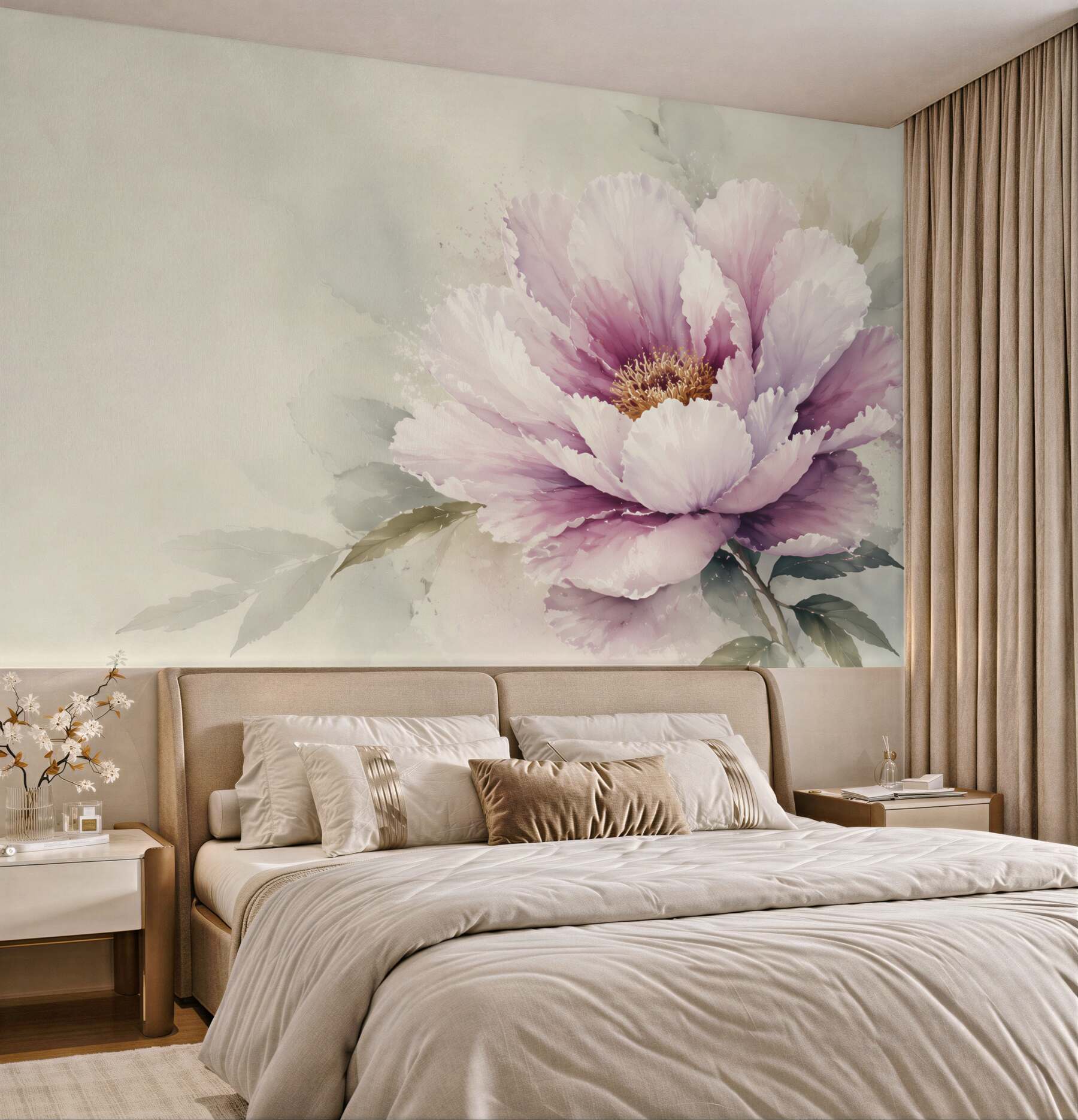 Fototapeta duży kwiat piwonii pudrowy róż elegancka do salonu?v23