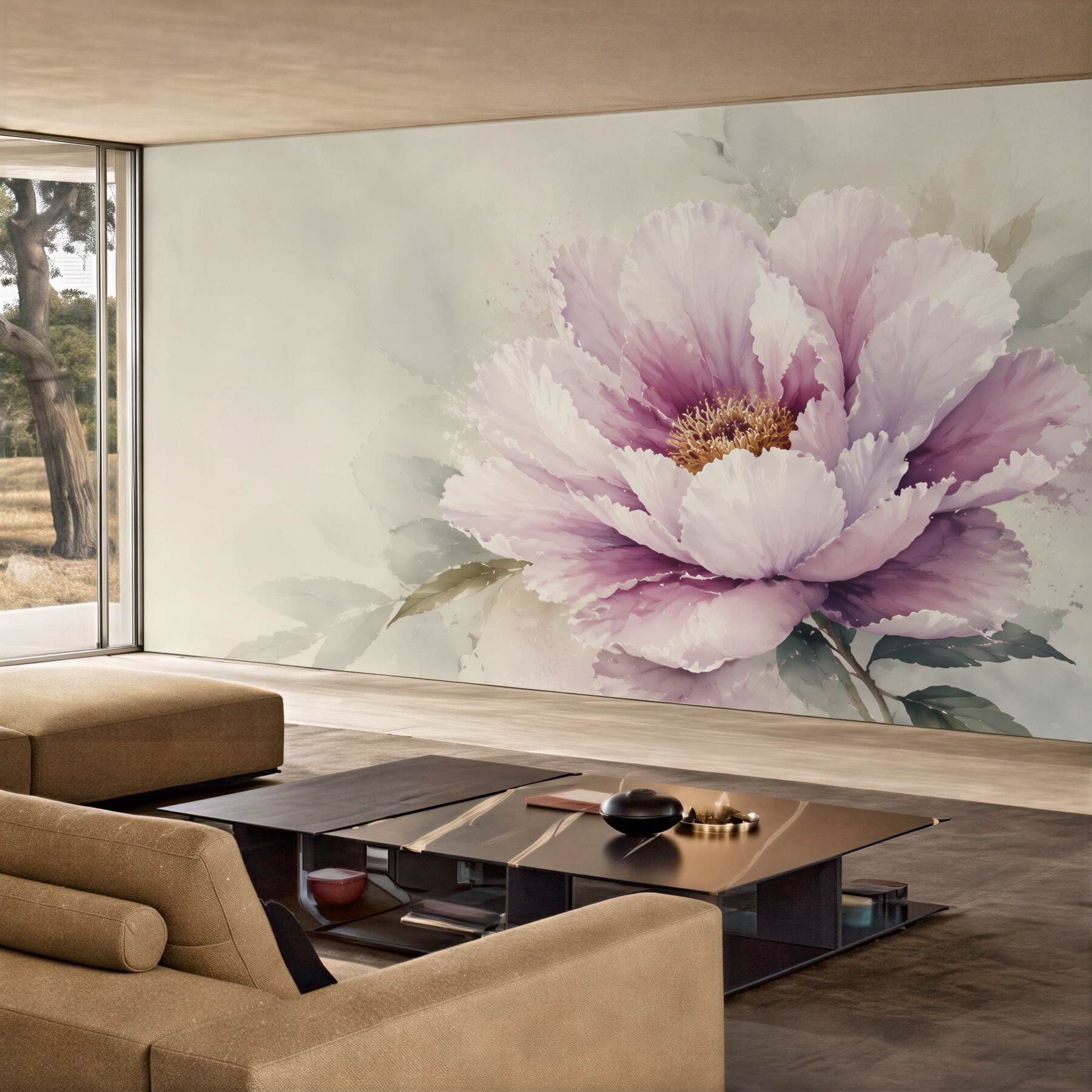 Fototapeta duży kwiat piwonii pudrowy róż elegancka do salonu?v23