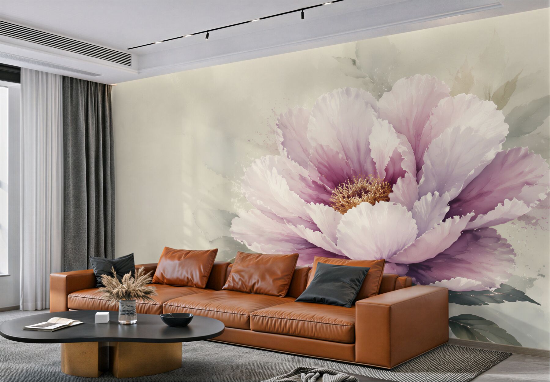Fototapeta duży kwiat piwonii pudrowy róż elegancka do salonu?v23
