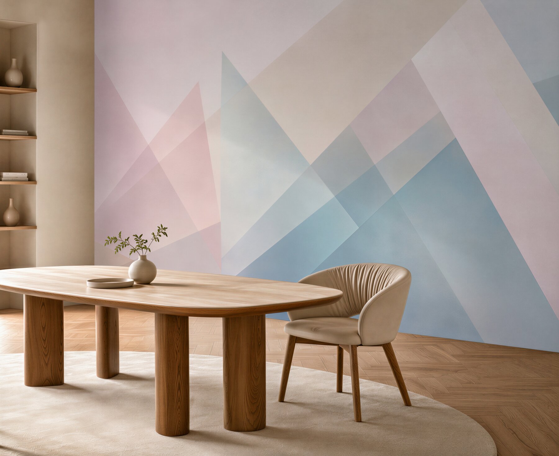 Fototapeta geometryczna abstrakcja pastelowa różowo błękitna do nowoczesnego wnętrza?v23