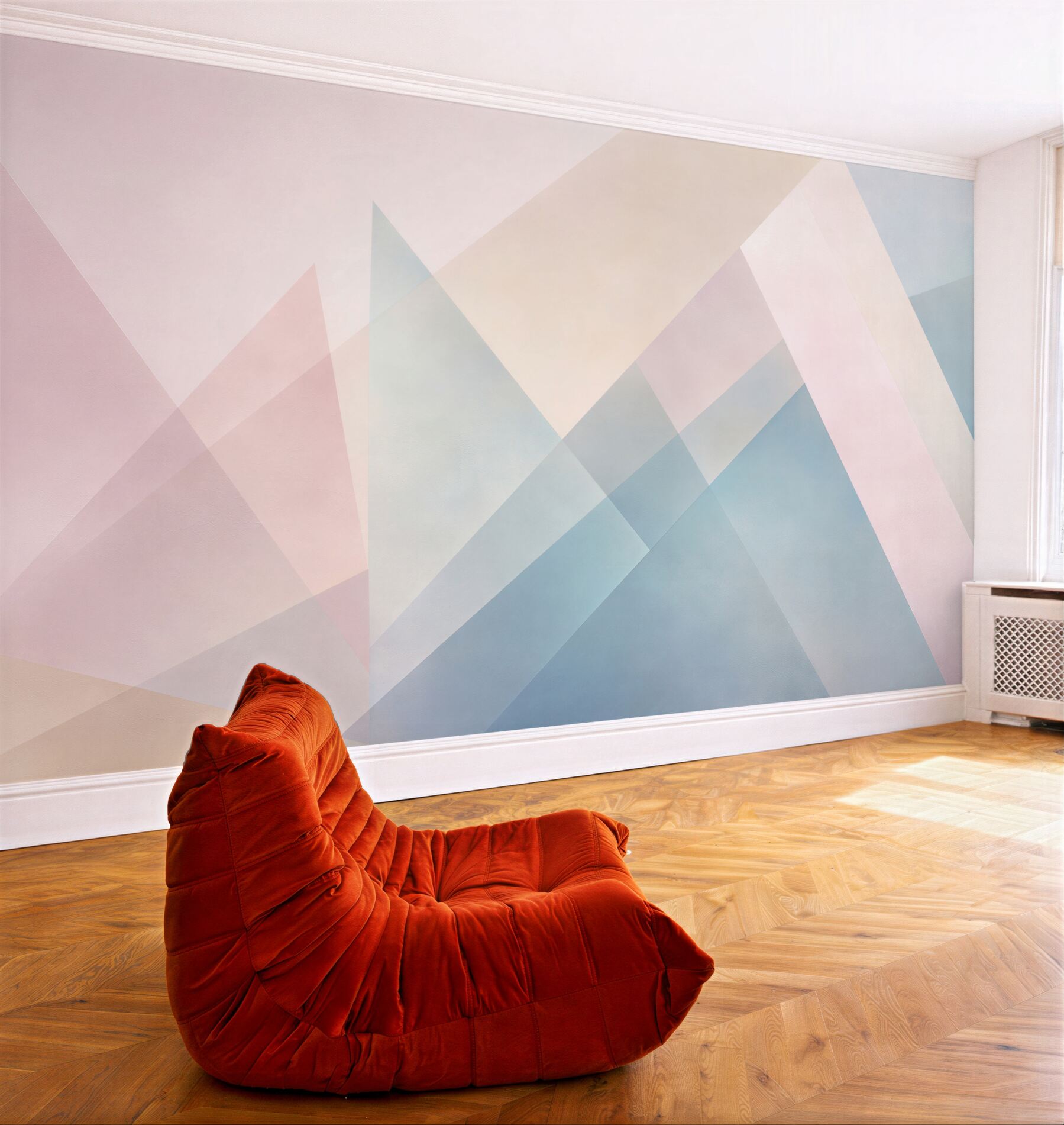 Fototapeta geometryczna abstrakcja pastelowa różowo błękitna do nowoczesnego wnętrza?v23