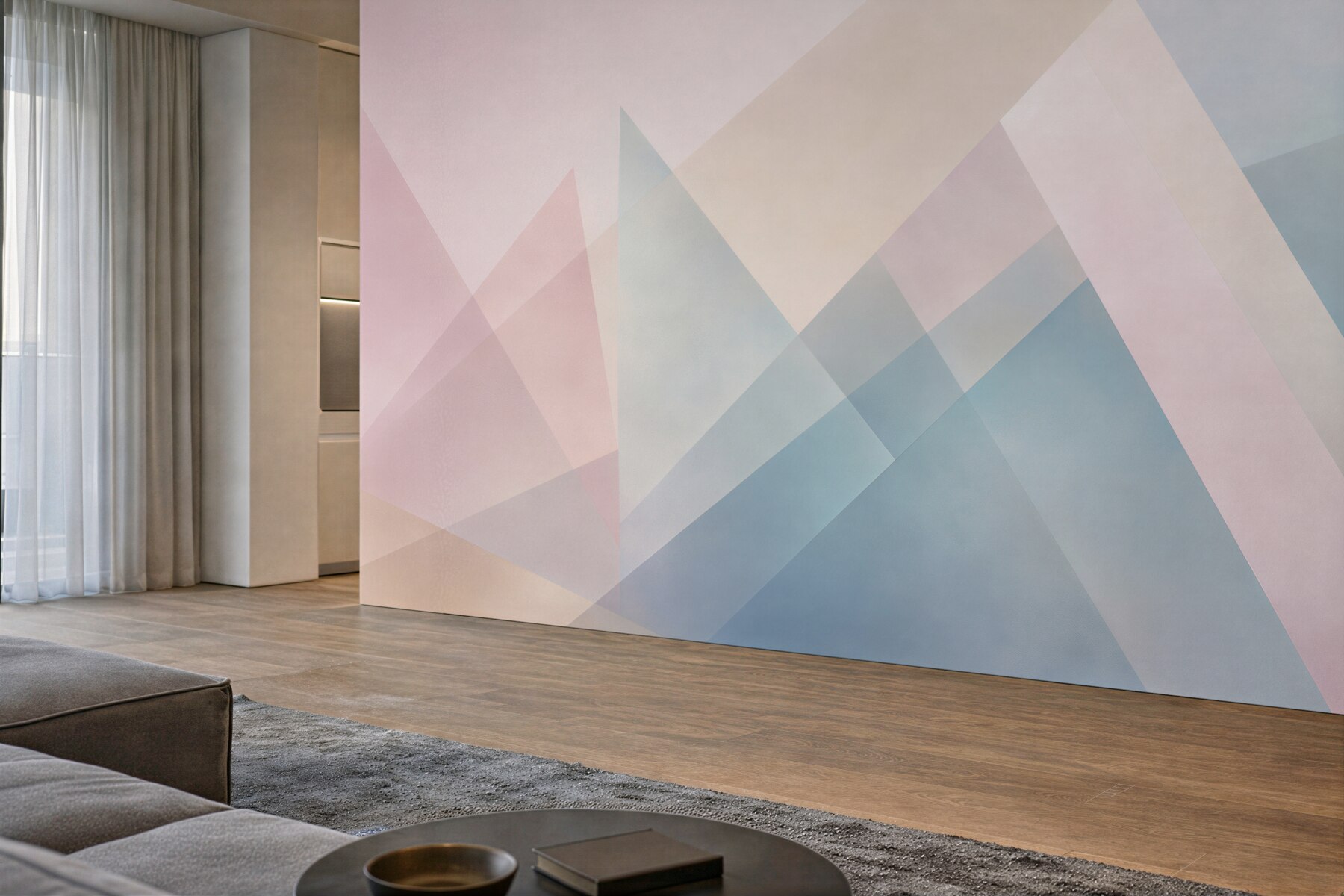 Fototapeta geometryczna abstrakcja pastelowa różowo błękitna do nowoczesnego wnętrza?v23