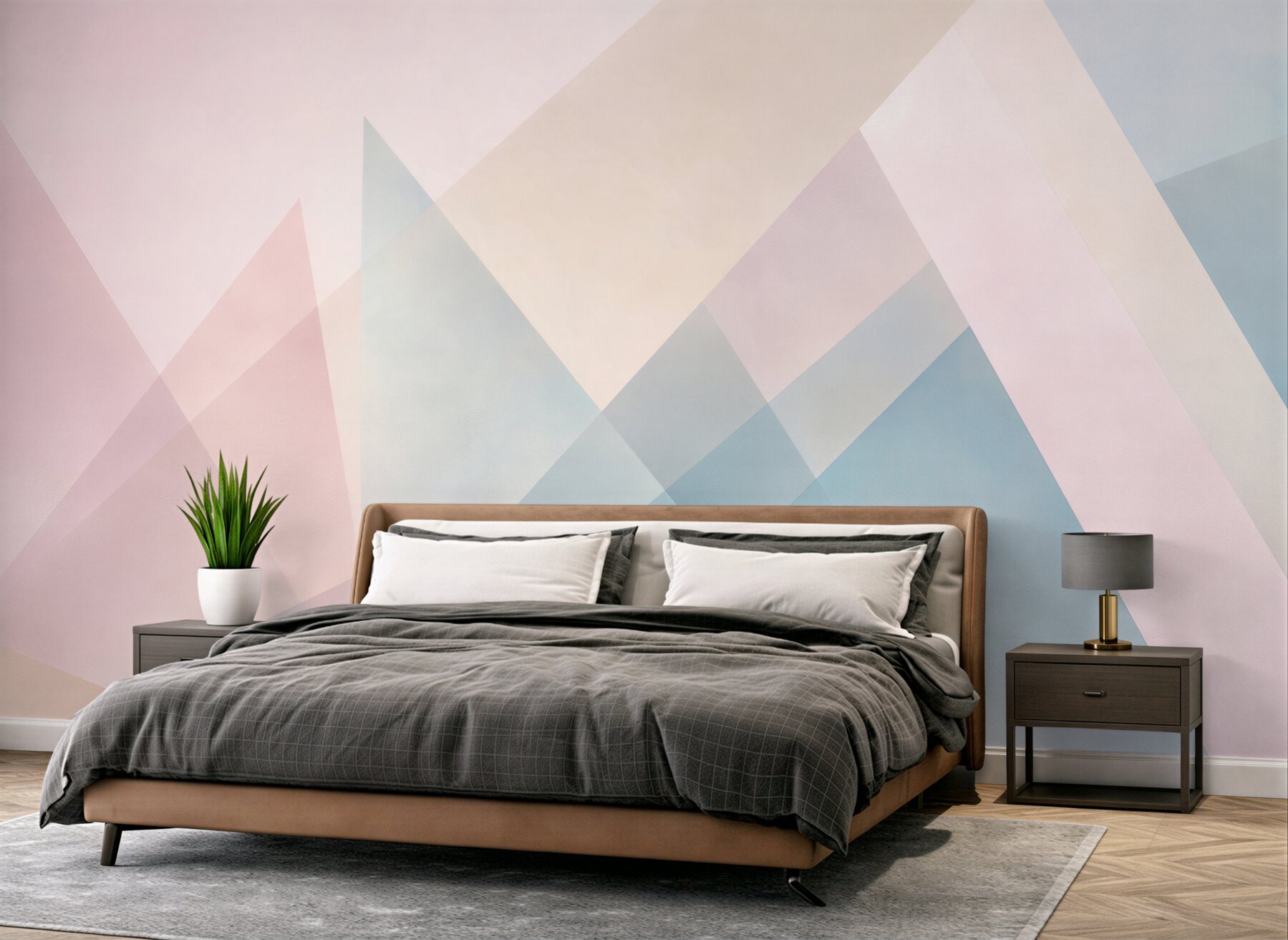 Fototapeta geometryczna abstrakcja pastelowa różowo błękitna do nowoczesnego wnętrza?v23