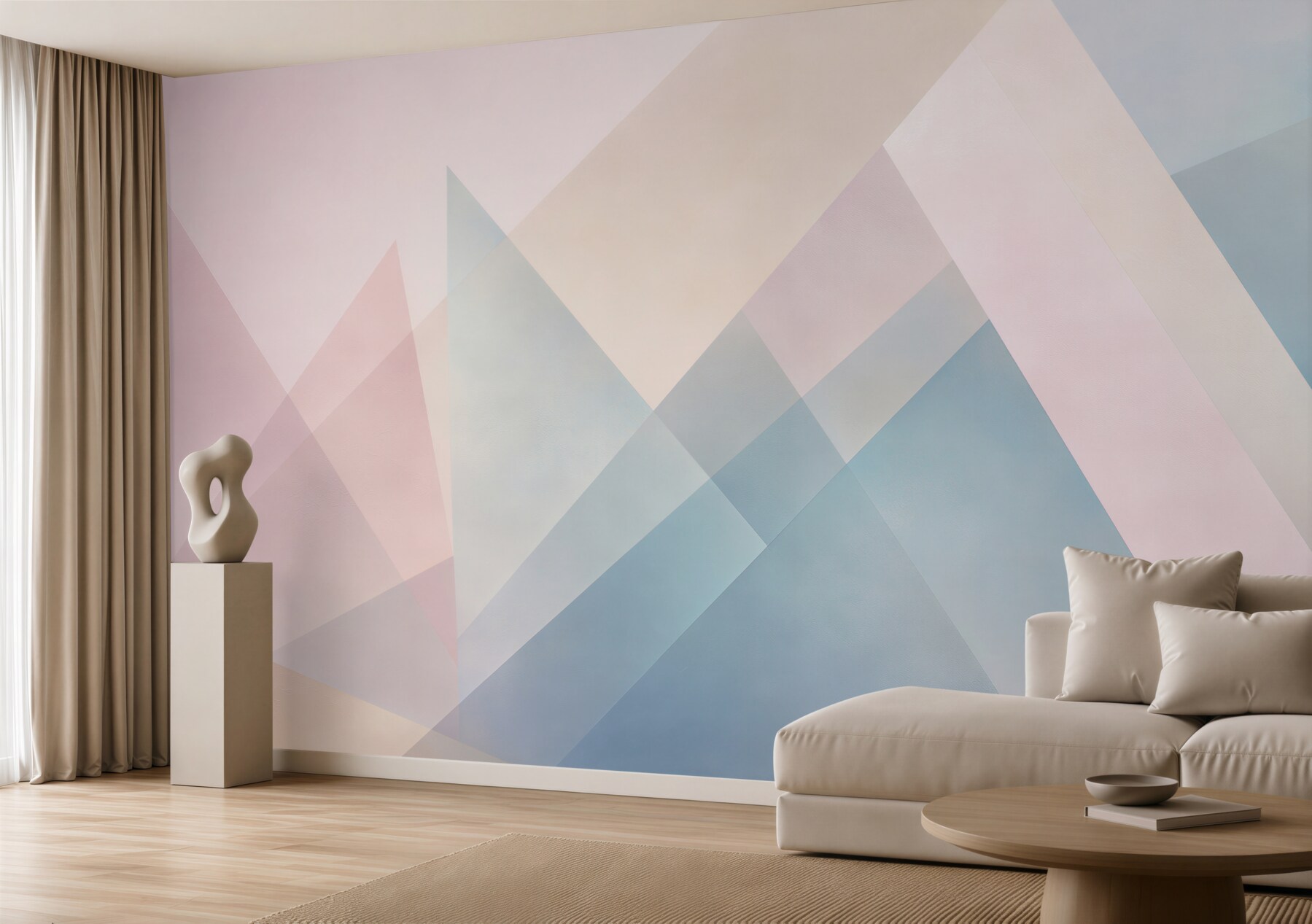 Fototapeta geometryczna abstrakcja pastelowa różowo błękitna do nowoczesnego wnętrza?v23