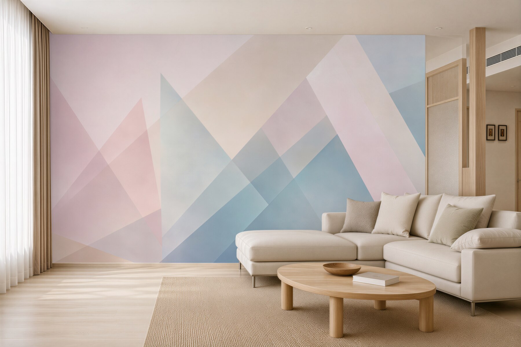 Fototapeta geometryczna abstrakcja pastelowa różowo błękitna do nowoczesnego wnętrza?v23
